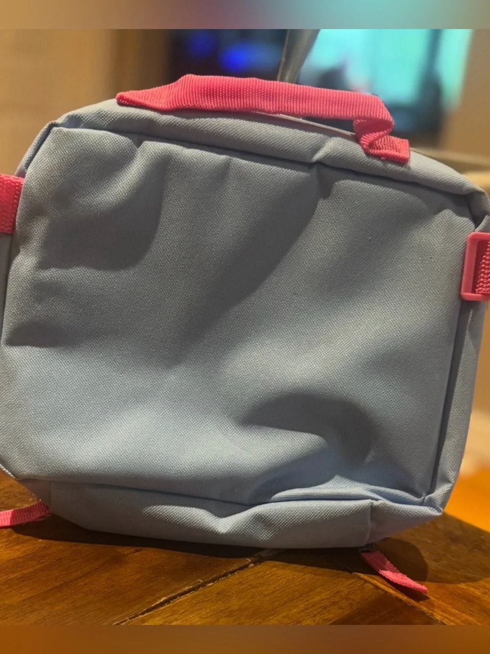 Bluey  Sequin Kids Lunch Bag with Pink Trim - Blue & Orange Character